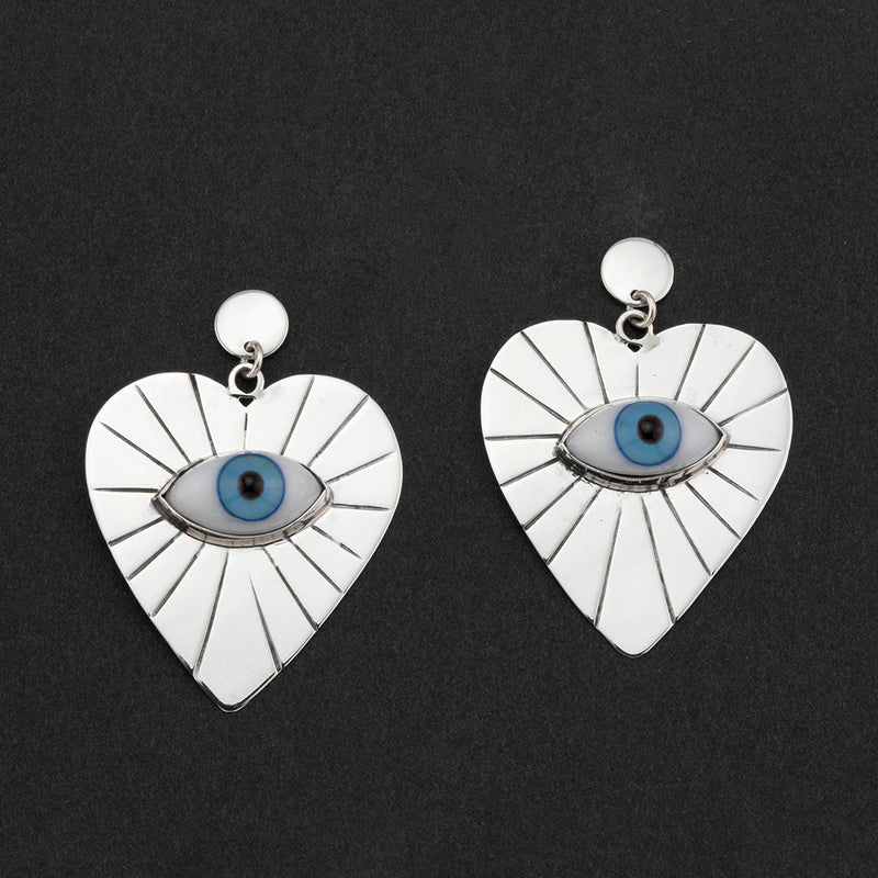 evil eye heart earrings