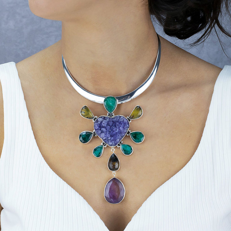 one of a kind gemstone statement pendant