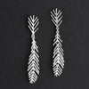 extra long silver leaf dangle earrings