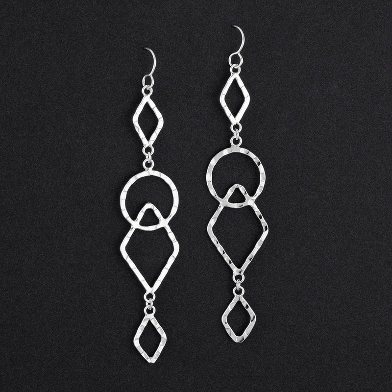 extra long sterling silver geometric dangle earrings