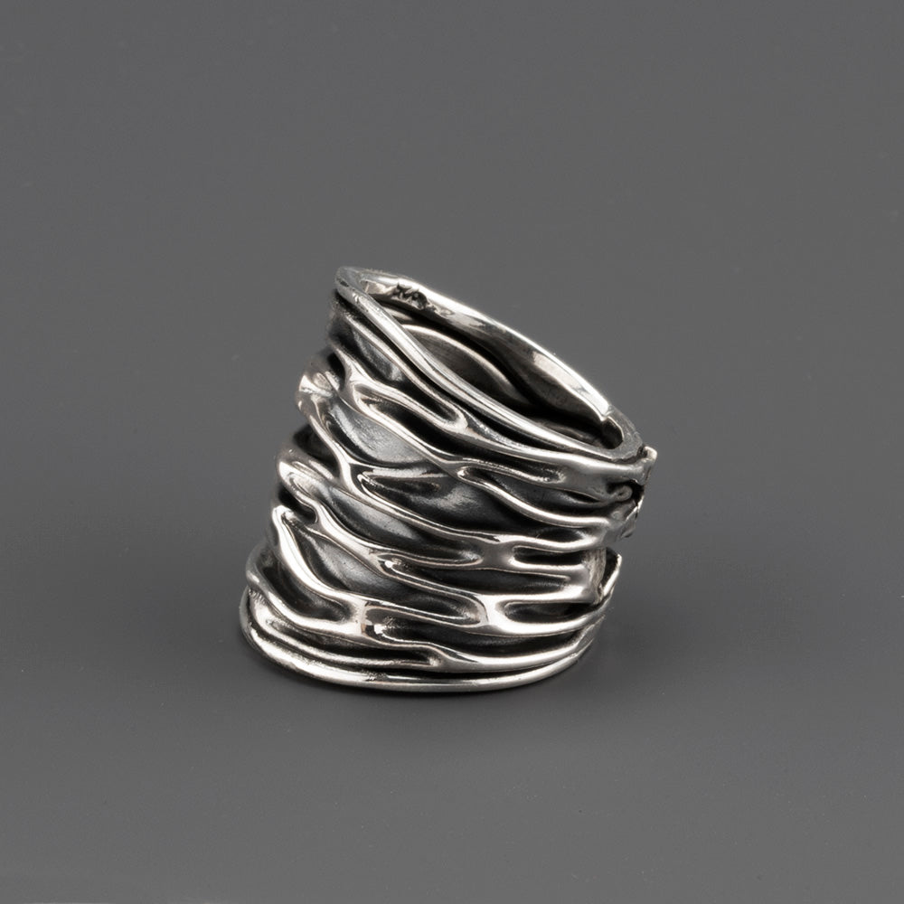 Corrugated Extra Wide Band Ring