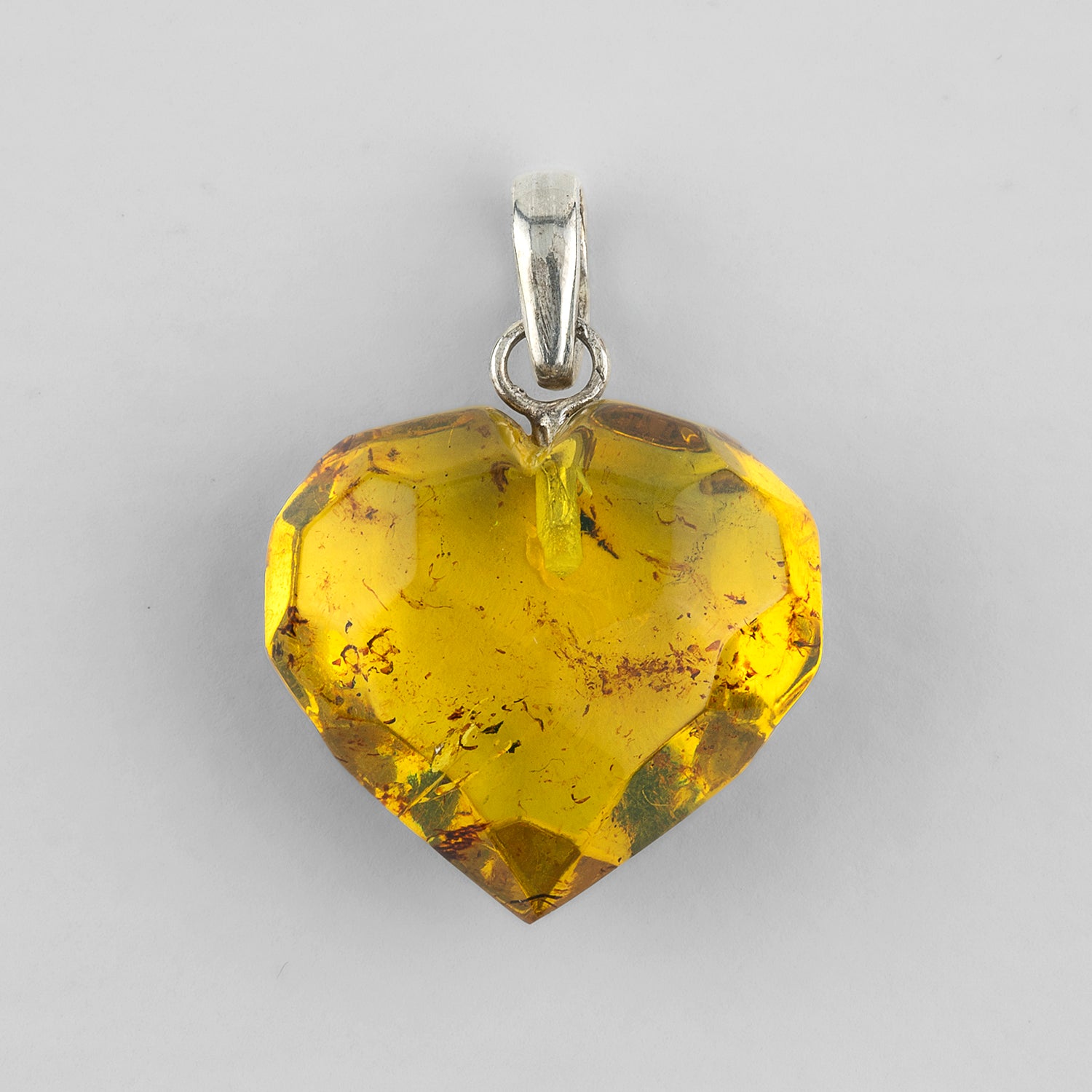 faceted amber heart pendant