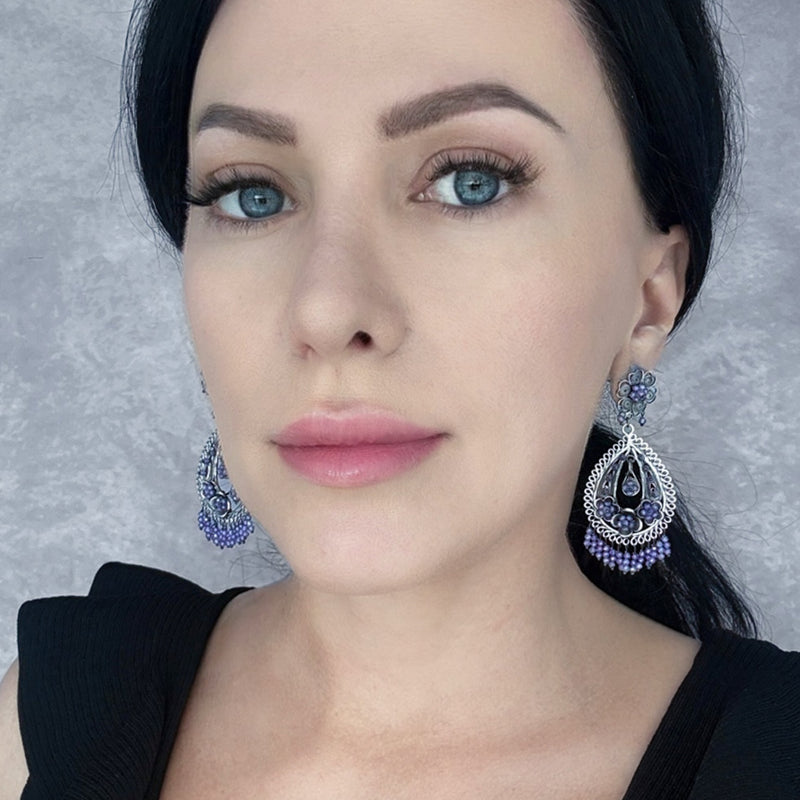 large amethyst filigree earrings