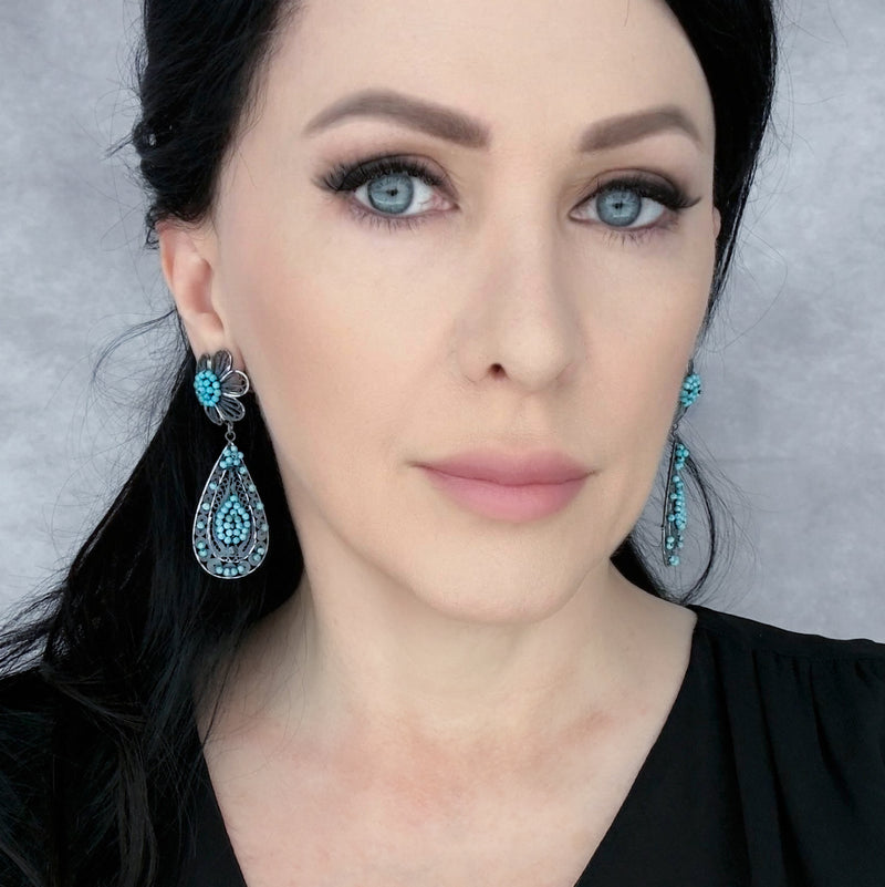 turquoise filigree earrings