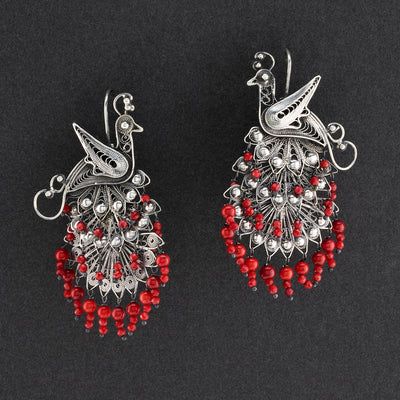 flamenco plume Mexican silver earrings