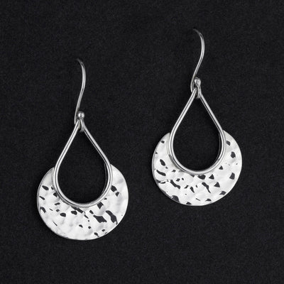 flat hammered silver dangle earrings