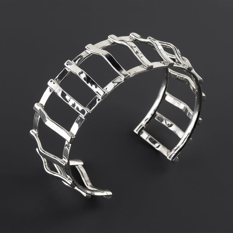 flow lines sterling silver cuff bracelet
