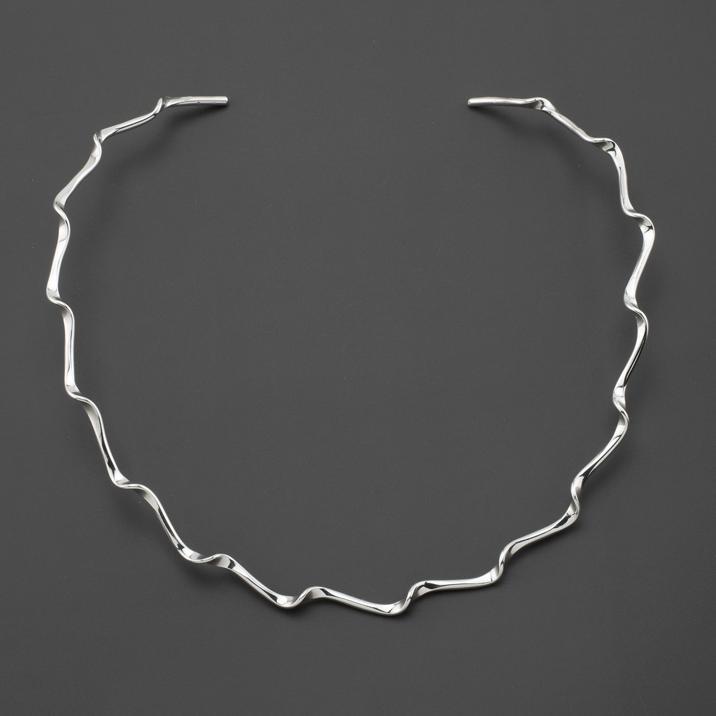 fluid twist sterling silver choker necklace
