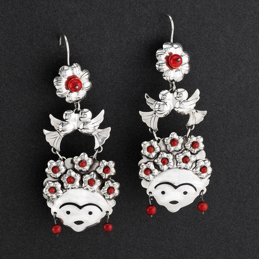 Frida's garden red coral earrings