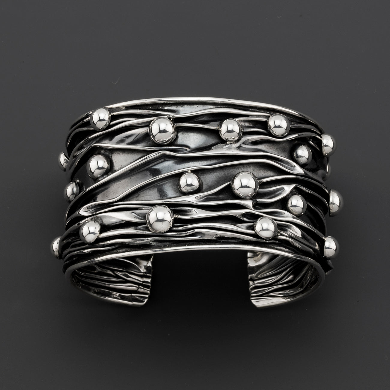 galactic tide Taxco silver cuff bracelet