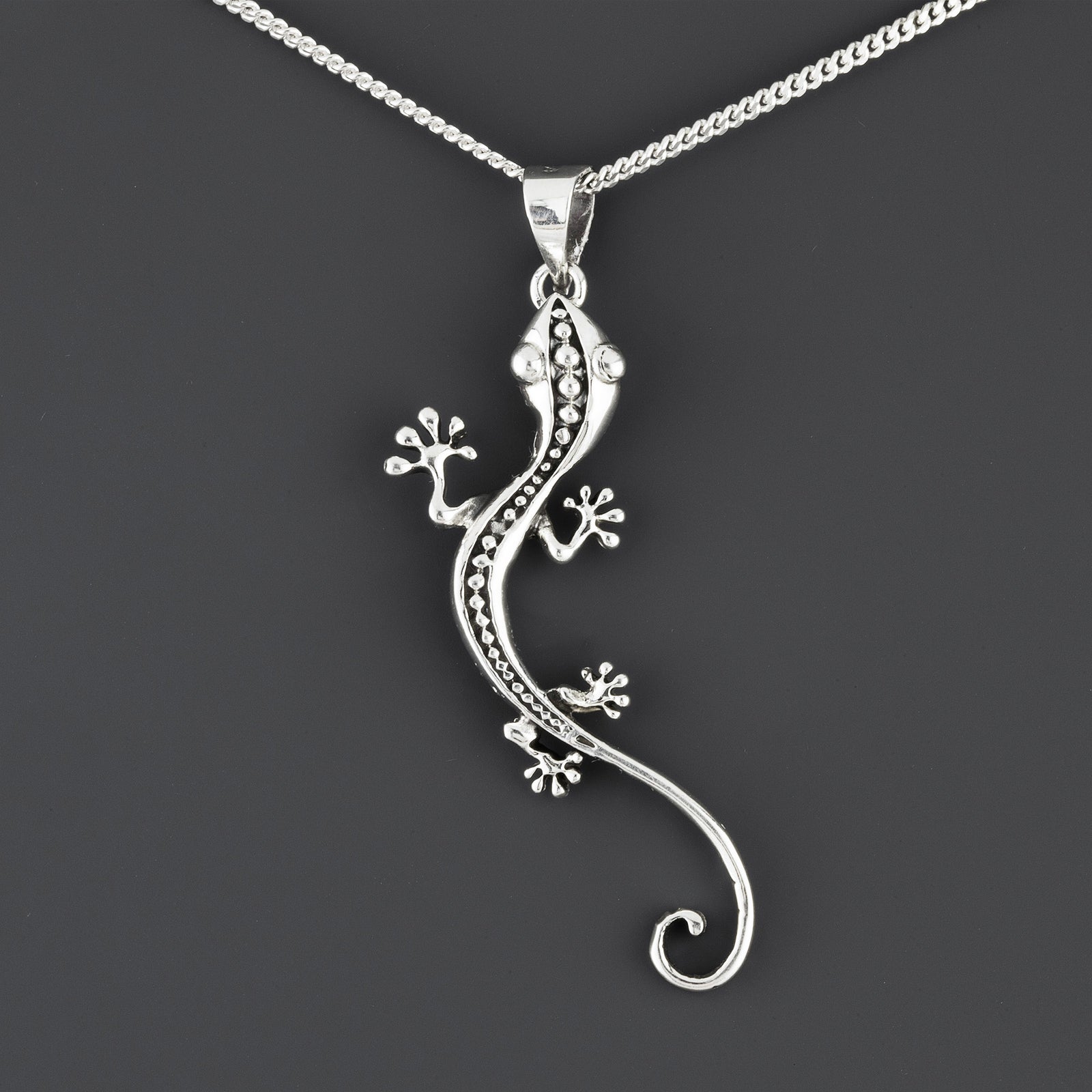 gecko glow sterling silver pendant