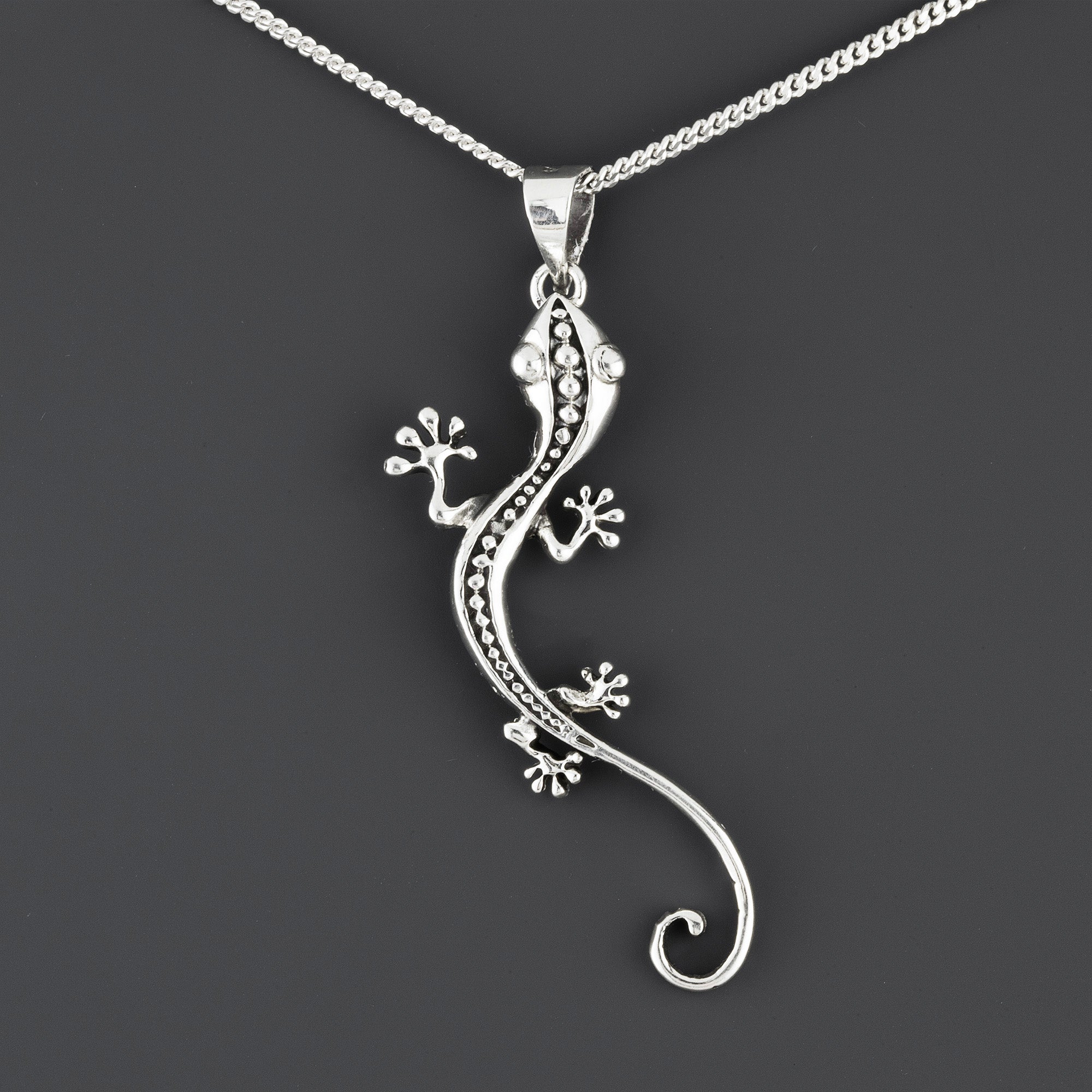 gecko glow sterling silver pendant
