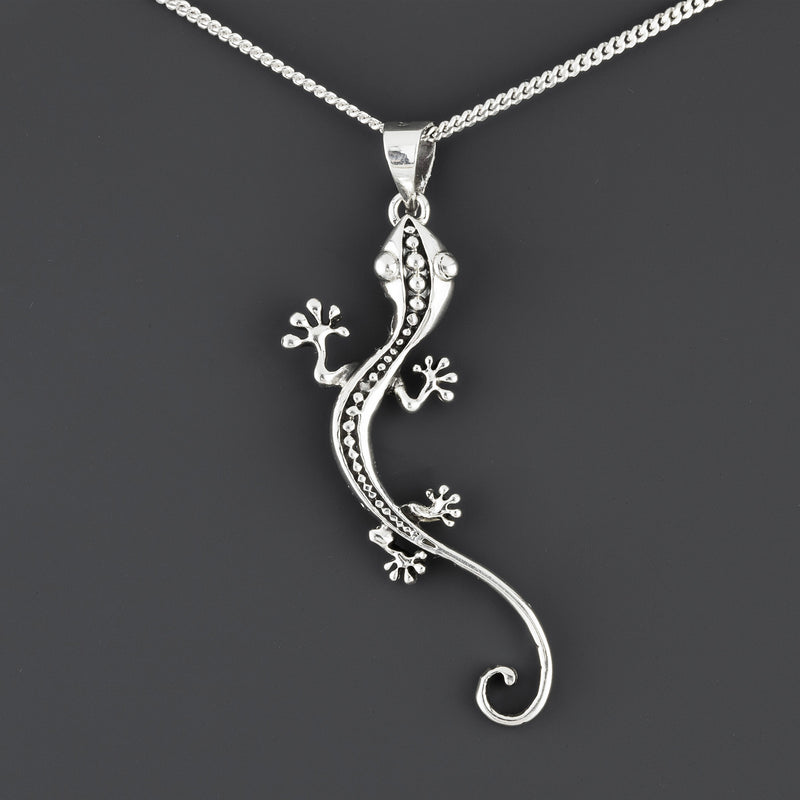 gecko glow sterling silver pendant