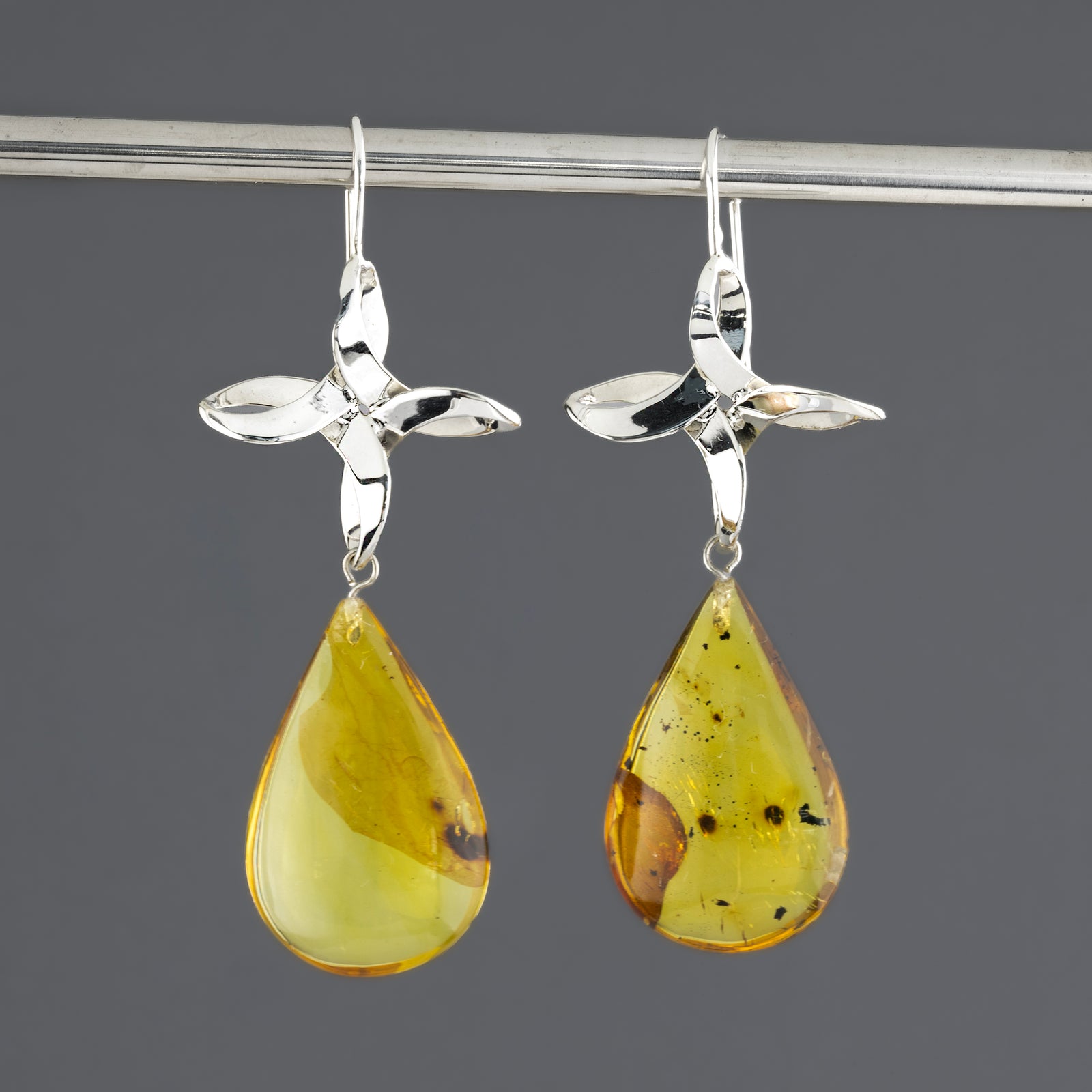 genuine amber statement earrings