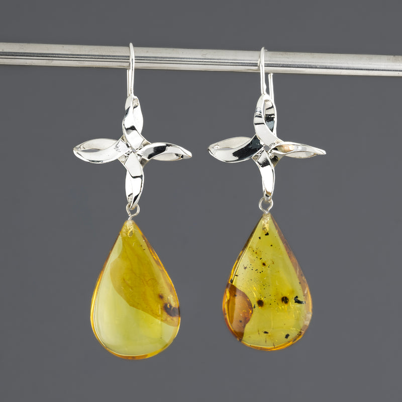 genuine amber statement earrings