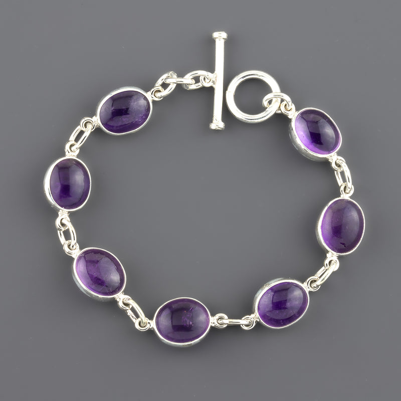 genuine amethyst link bracelet