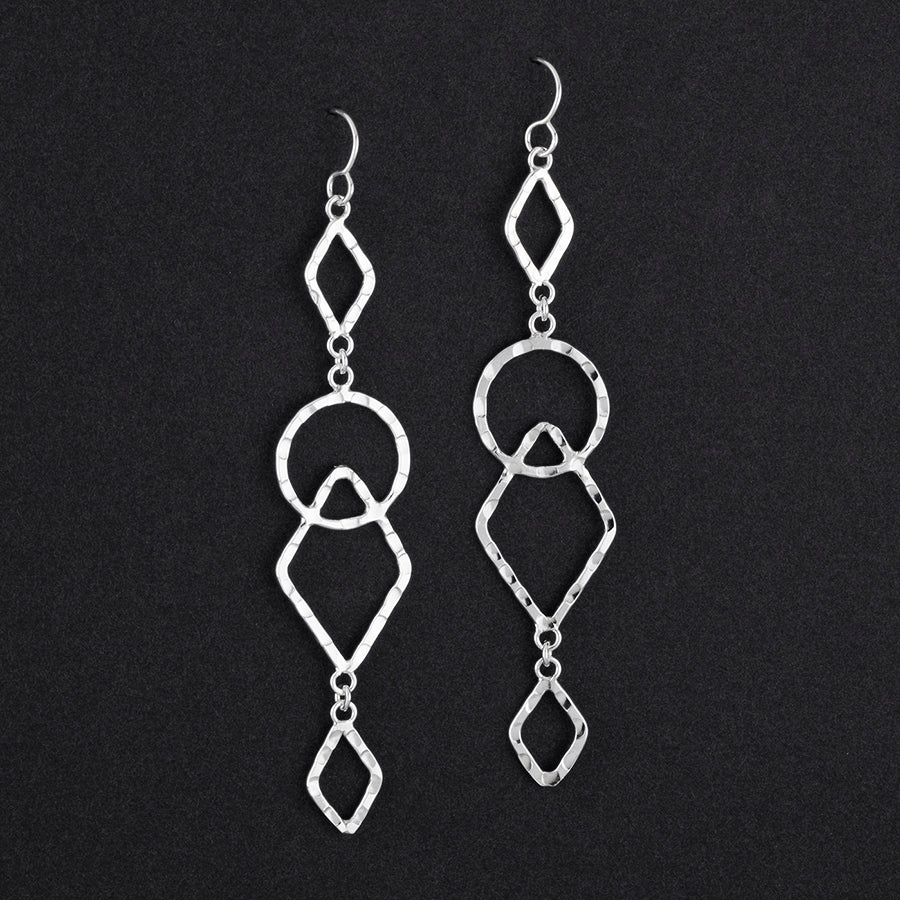 geo muse extra long sterling silver earrings
