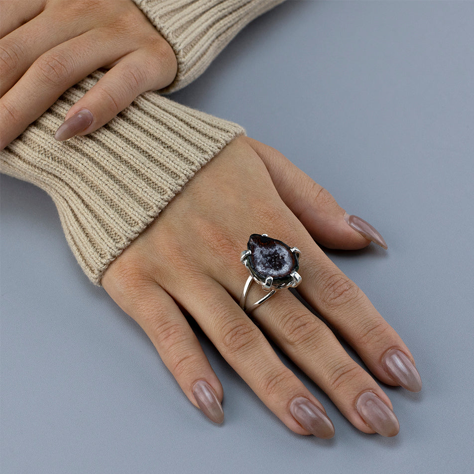 Agate Geode Prong Ring