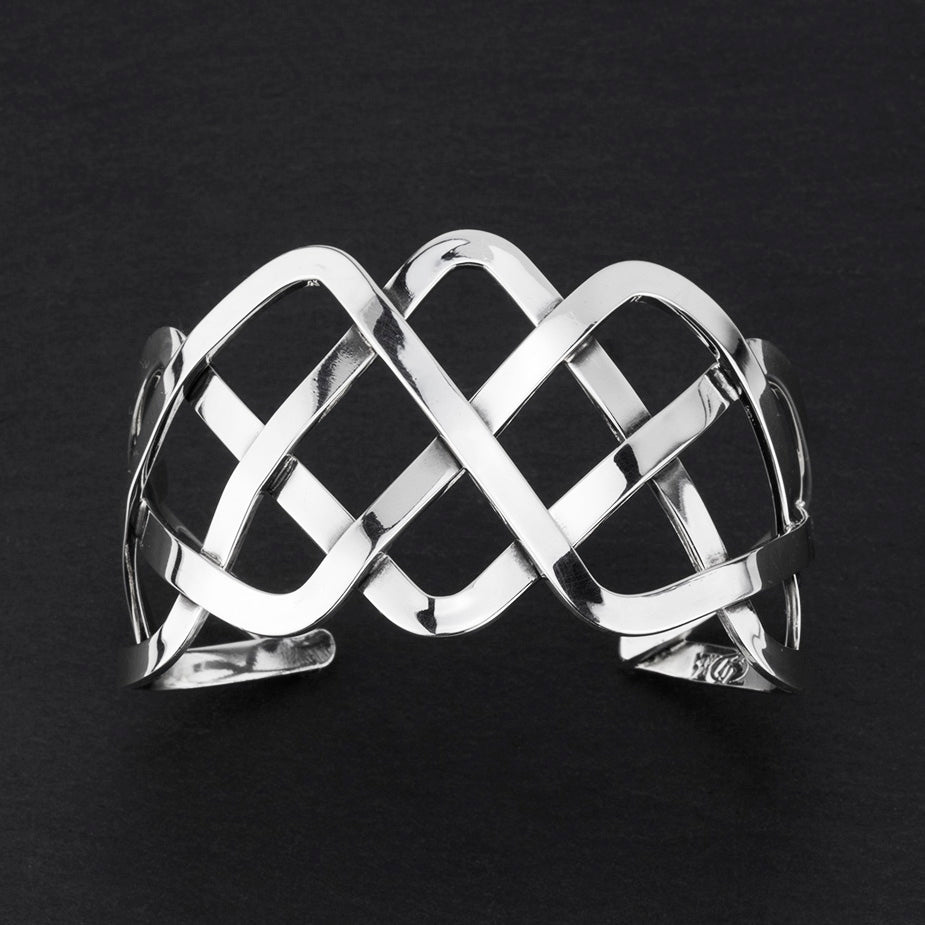 goddess braid sterling silver cuff bracelet