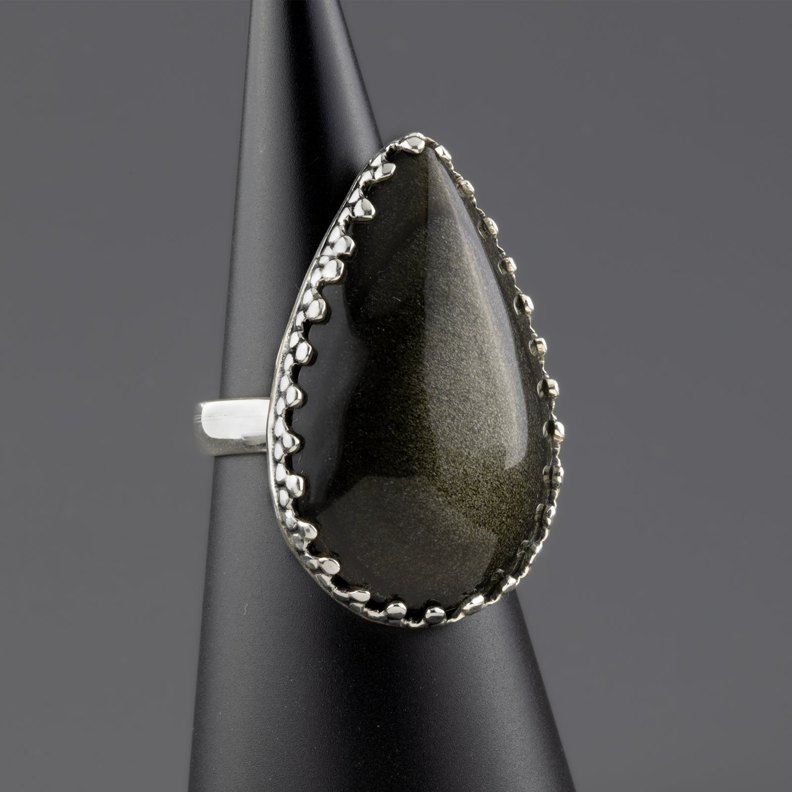 Gilded Noir Obsidian Ring