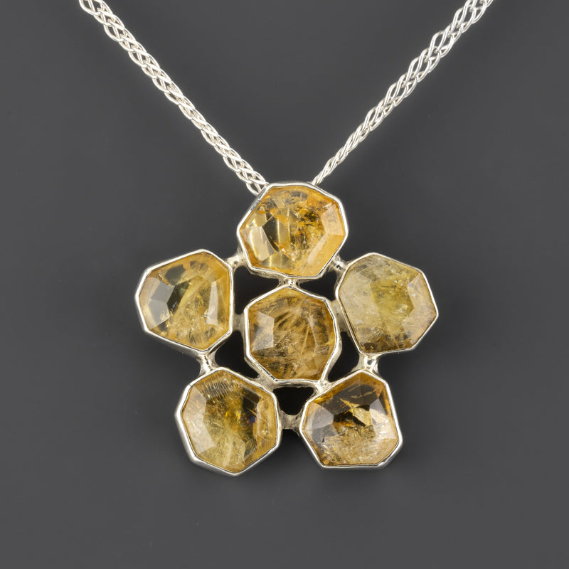 golden cluster citrine pendant