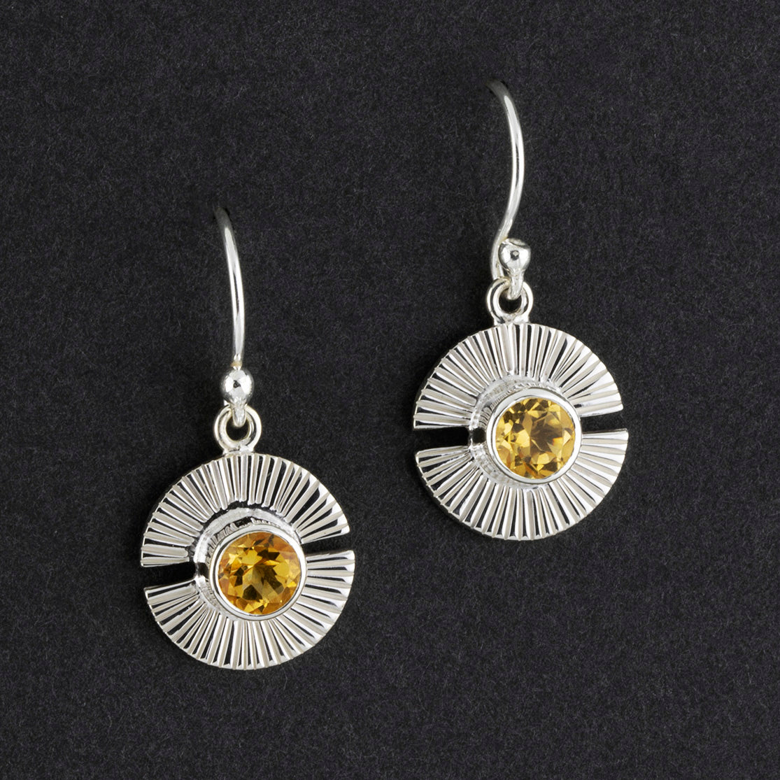 golden eclipse citrine drop earrings