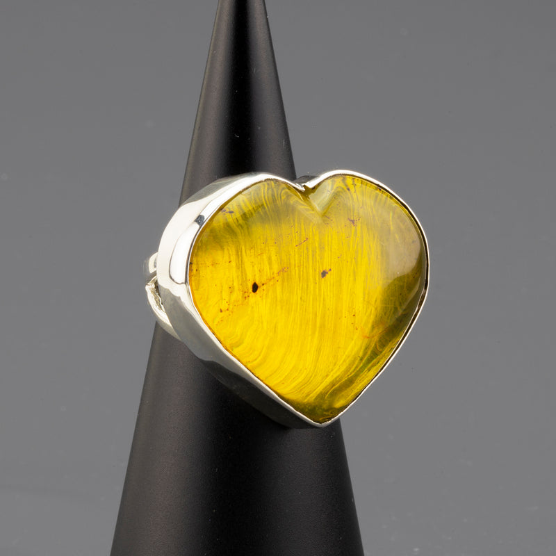 golden heart amber ring
