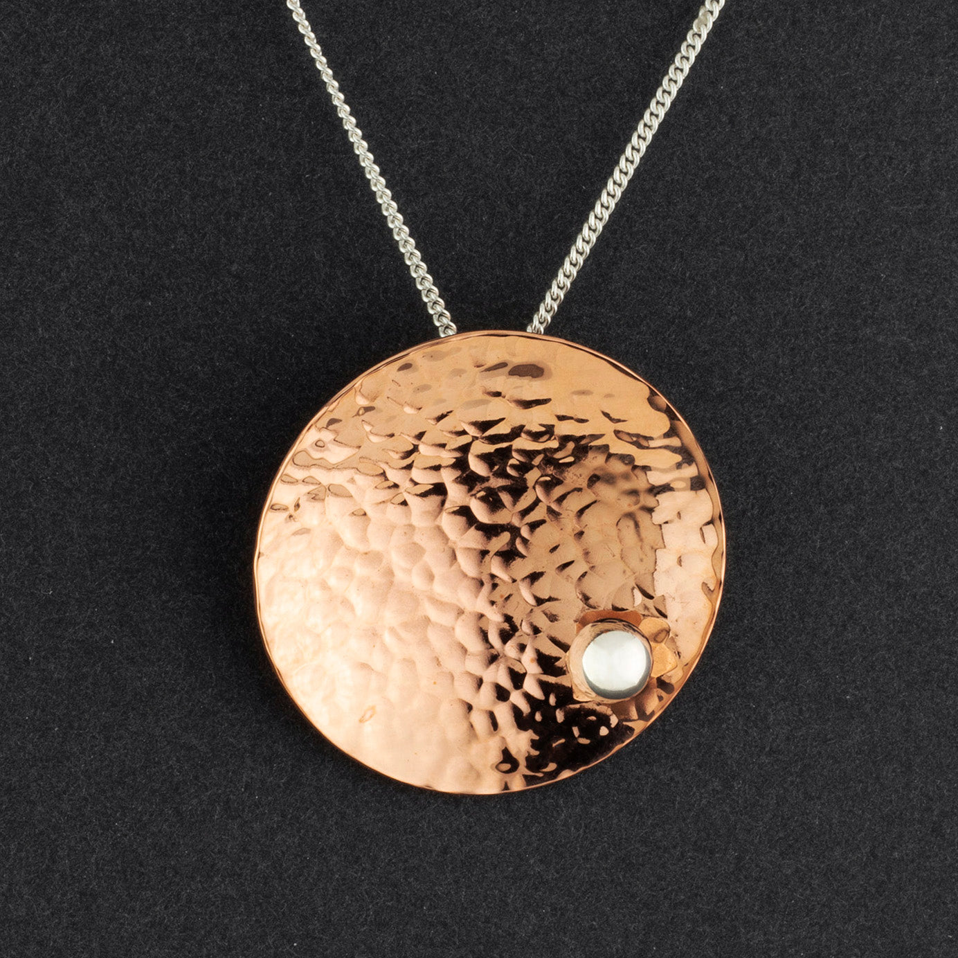 golden hour hammered copper pendant