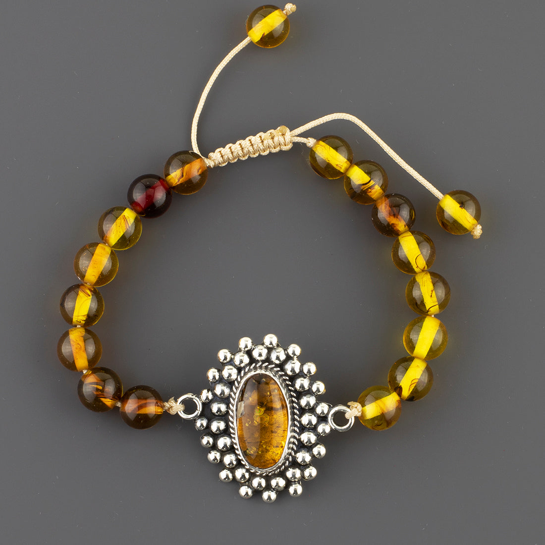 golden hour silver and amber bracelet