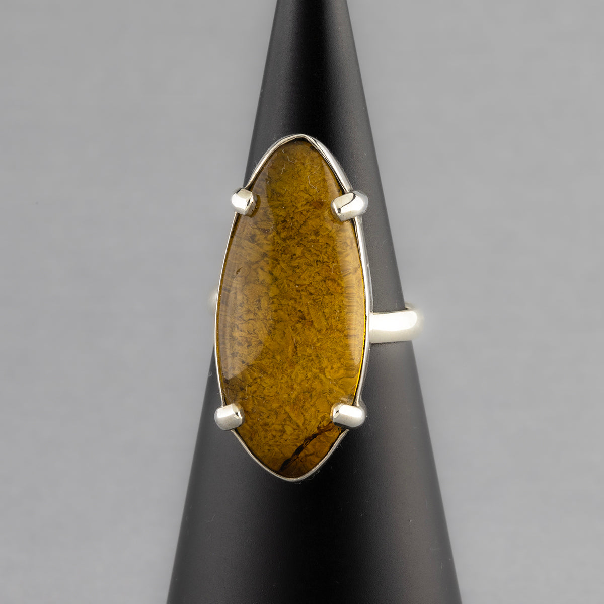 golden muse elongated amber ring