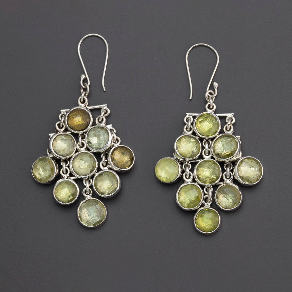 green citrine chandelier earrings