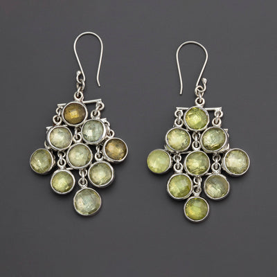 green citrine chandelier earrings