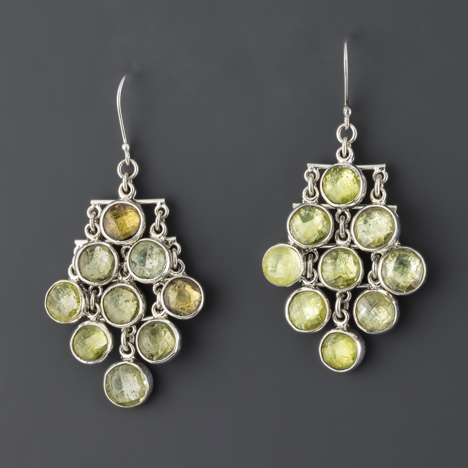 green citrine chandelier earrings