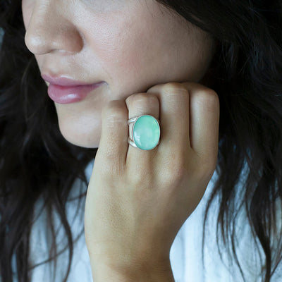 Sterling Silver Chrysoprase Ring