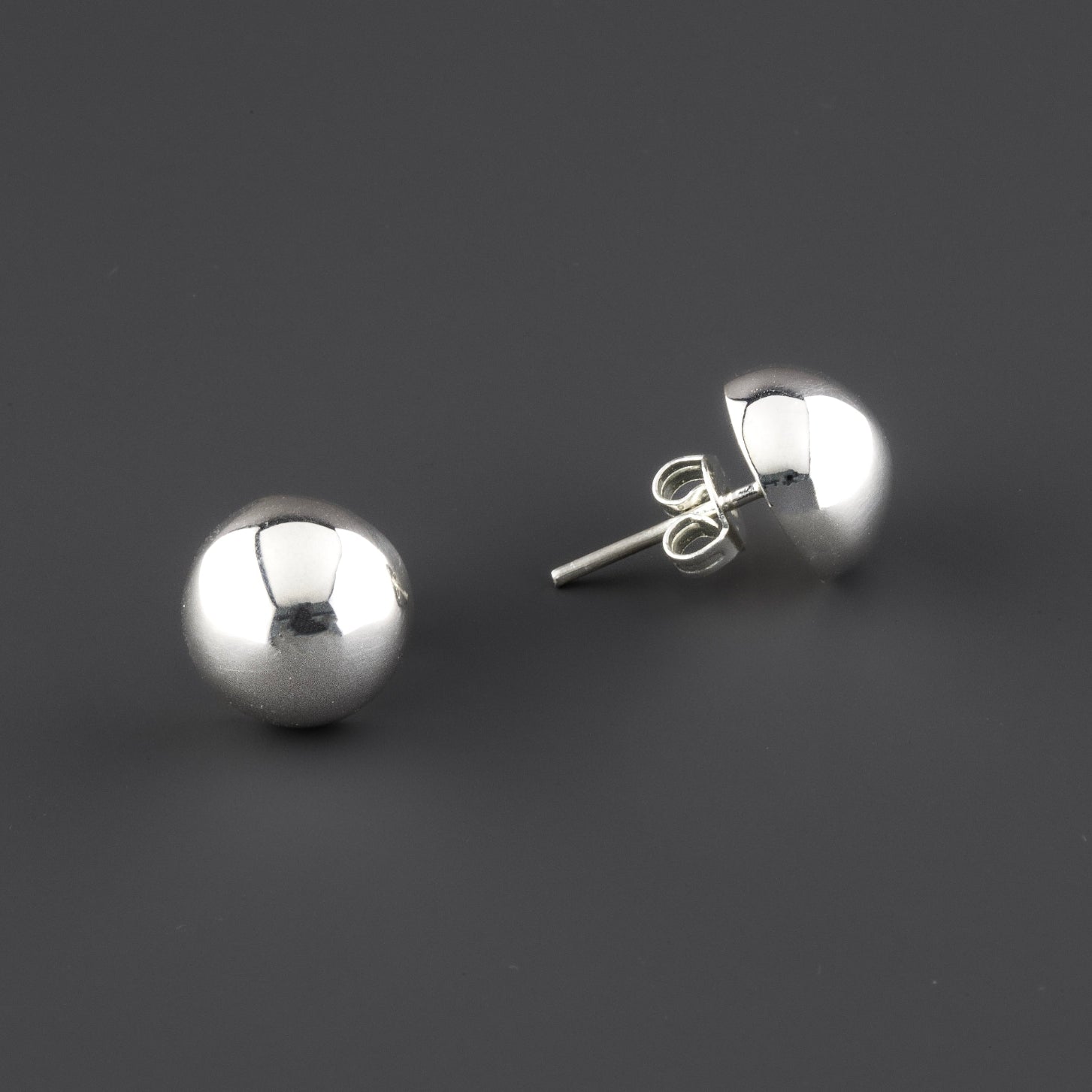 half ball sterling silver stud earrings