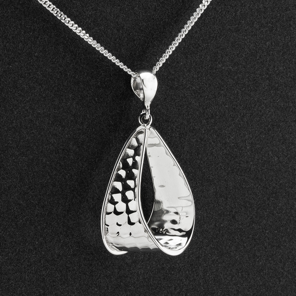 halo fold hammered silver pendant 