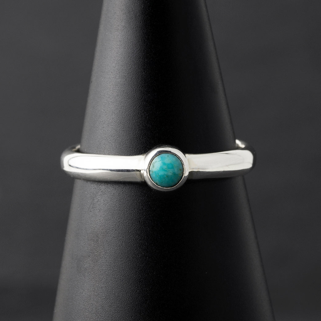 halo pop thin silver and turquoise ring