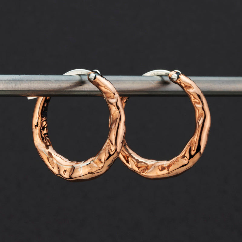 hammered copper hoop earrings