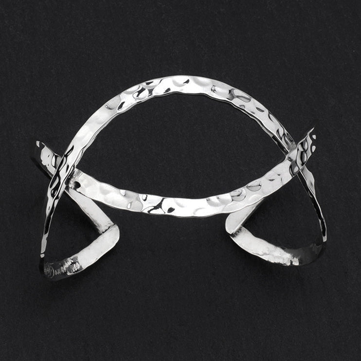 hammered horizon sterling silver cuff bracelet