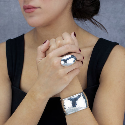 Molten Drama Huge Hammered Silver Ring