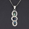 hammered silver and 3 labradorite stone pendant necklace