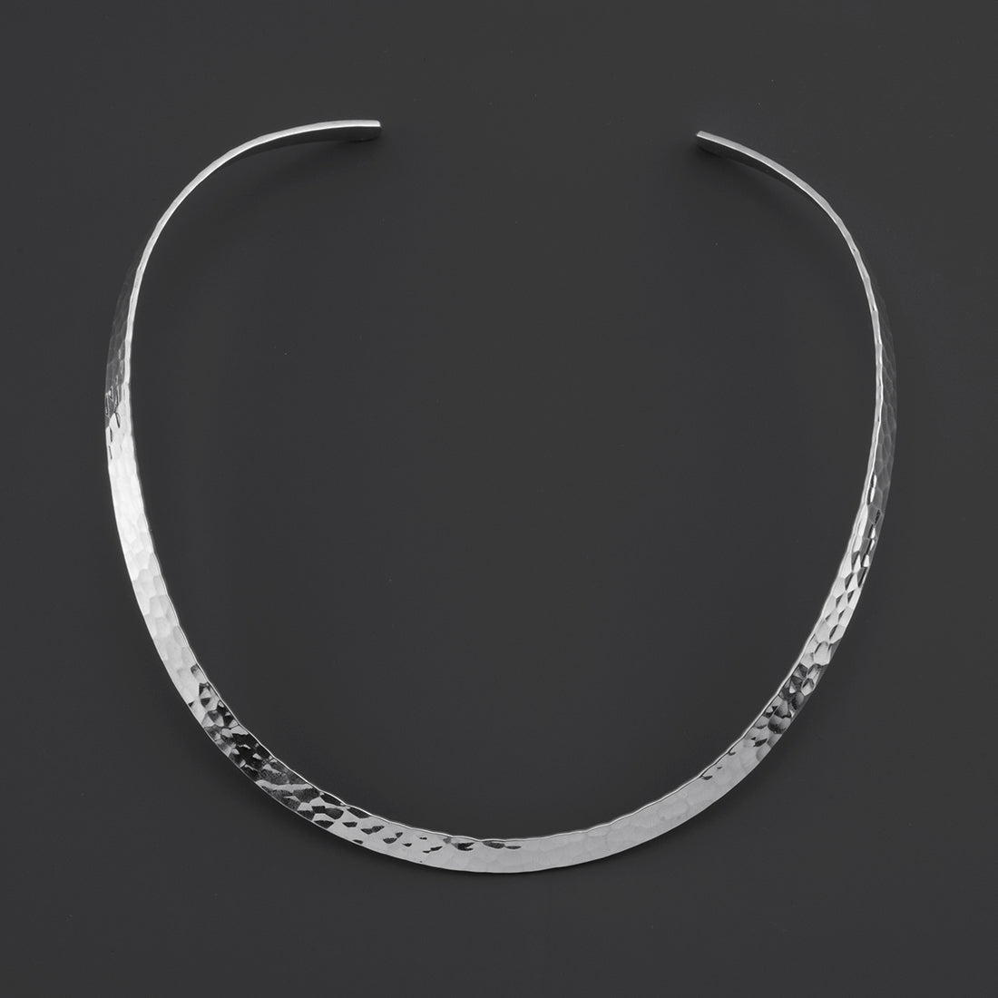 hammered silver choker necklace