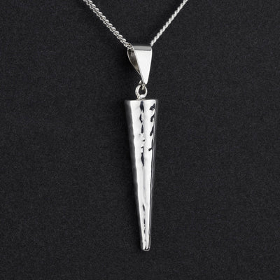 hammered silver cone shaped pendant