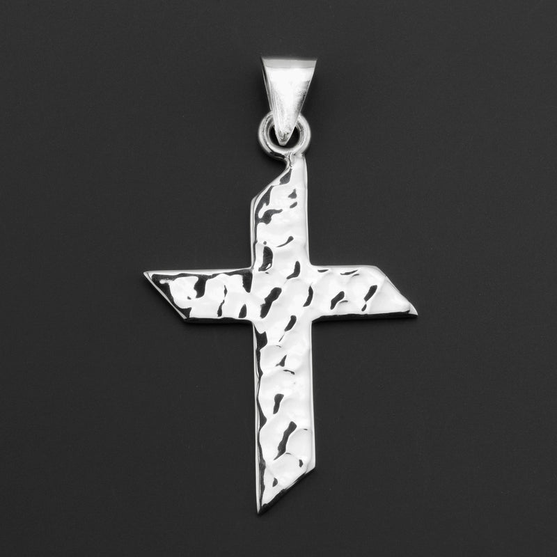 hammered silver cross pendant