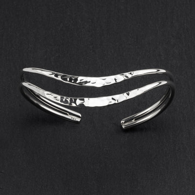 hammered silver curved cuff bracelet