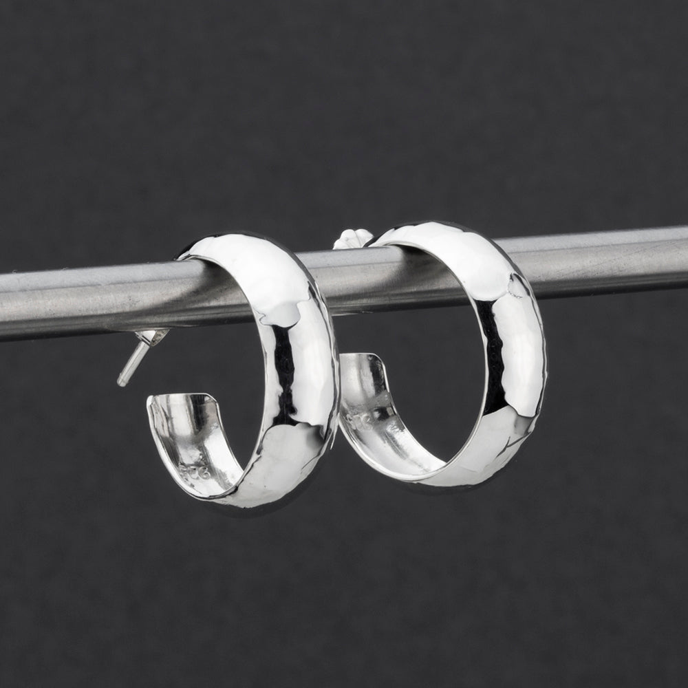 hammered silver everyday hoop earrings
