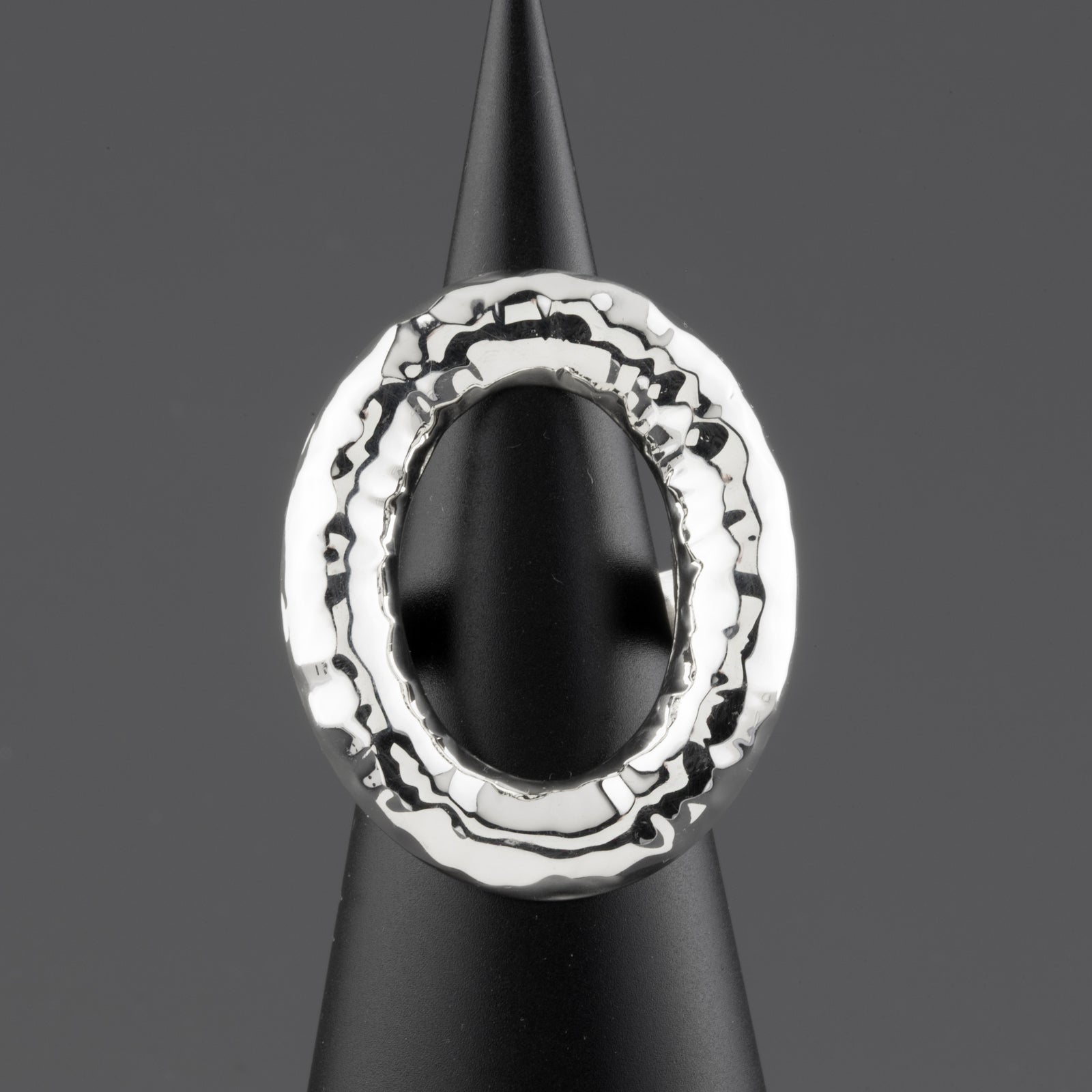 hammered silver oval statement ring