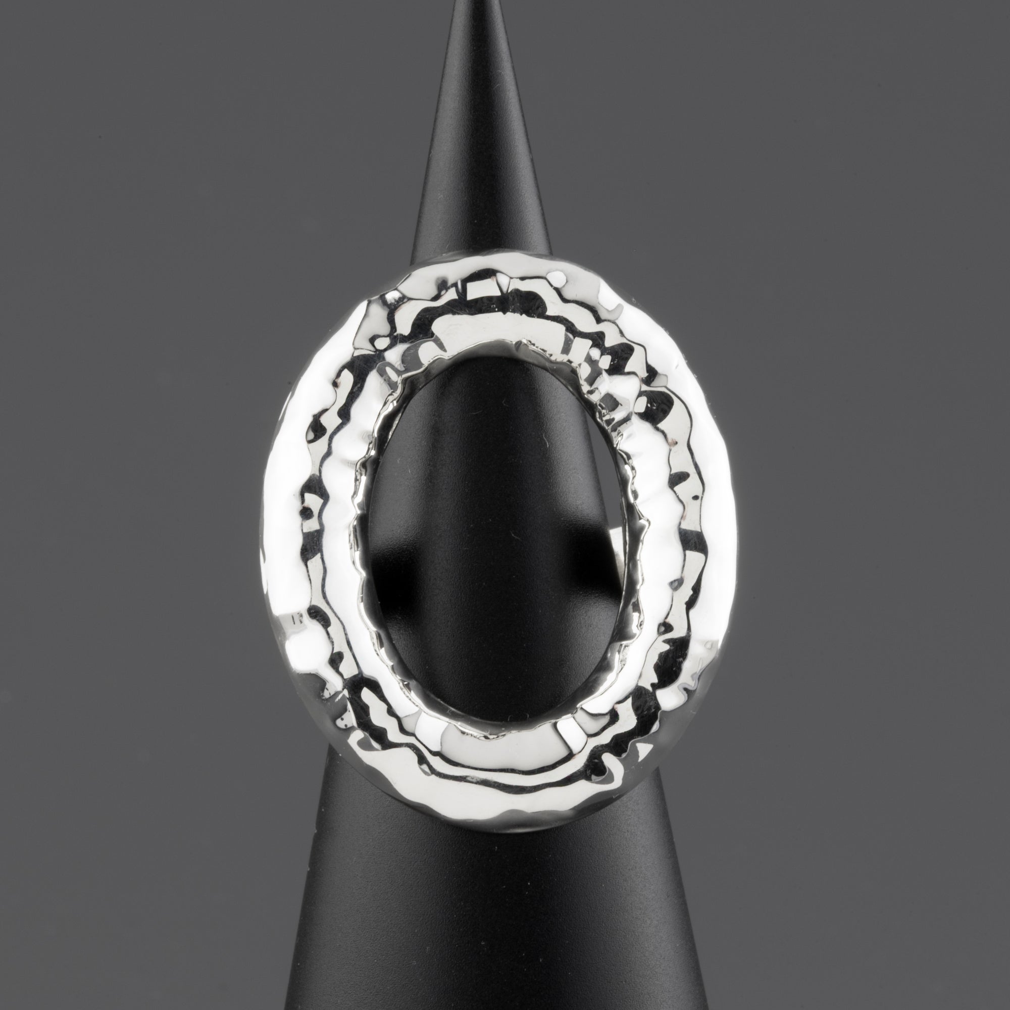 hammered silver oval statement ring