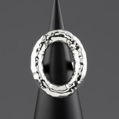 hammered silver oval statement ring