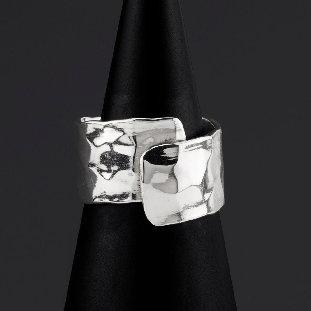 hammered silver overlapping ring